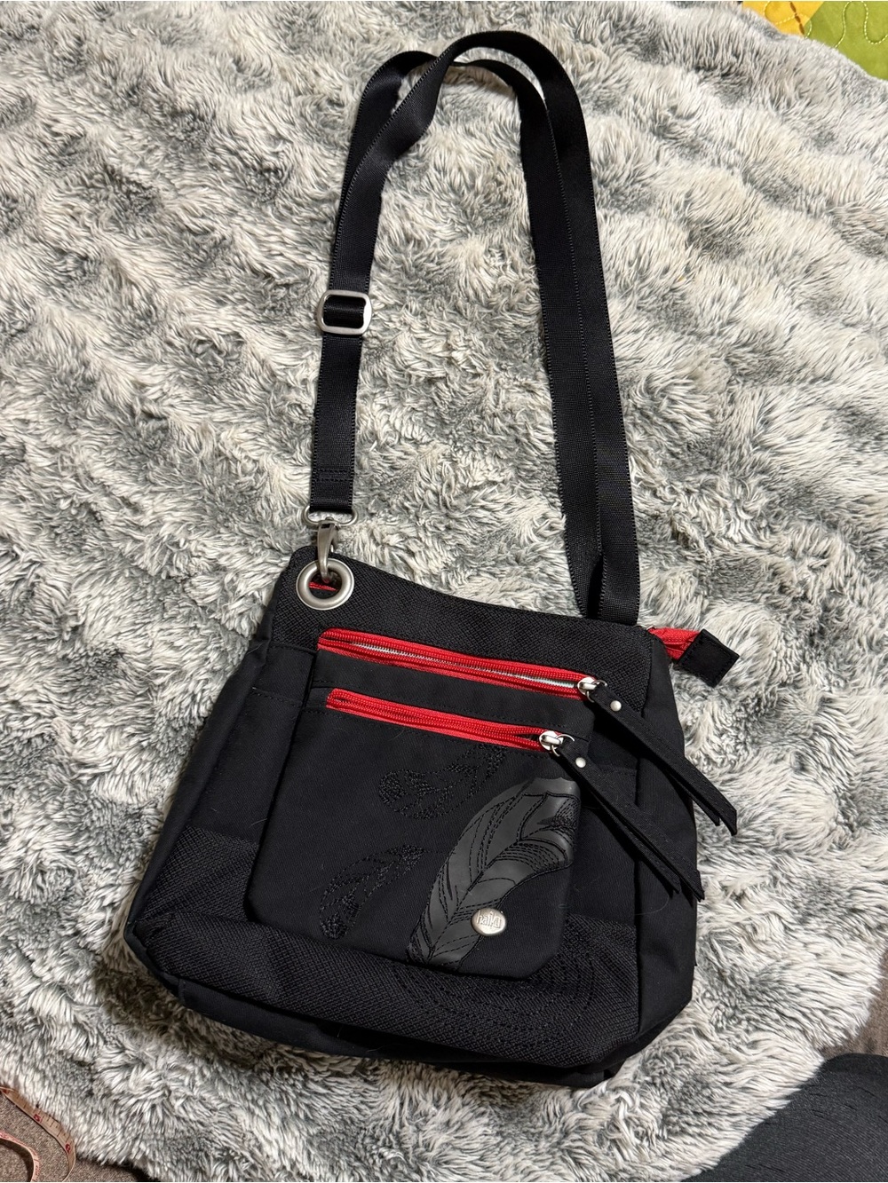 Haiku Black Crossbody with Silver Logo Accent